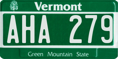 VT license plate AHA279