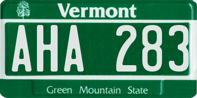 VT license plate AHA283