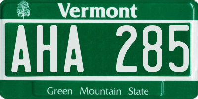 VT license plate AHA285