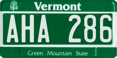 VT license plate AHA286