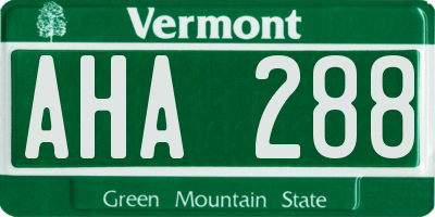 VT license plate AHA288