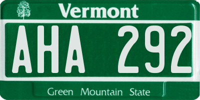 VT license plate AHA292