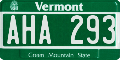 VT license plate AHA293