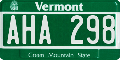 VT license plate AHA298