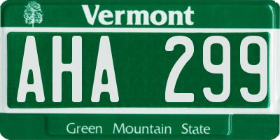 VT license plate AHA299