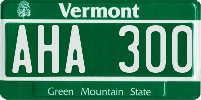 VT license plate AHA300