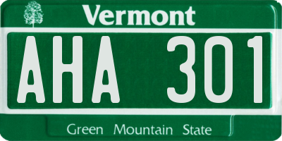 VT license plate AHA301