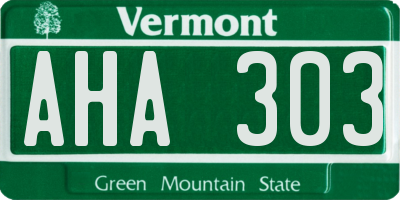 VT license plate AHA303