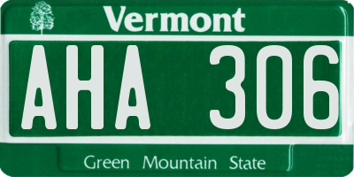 VT license plate AHA306