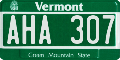 VT license plate AHA307