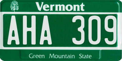 VT license plate AHA309
