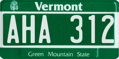 VT license plate AHA312