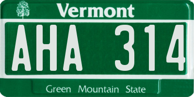 VT license plate AHA314
