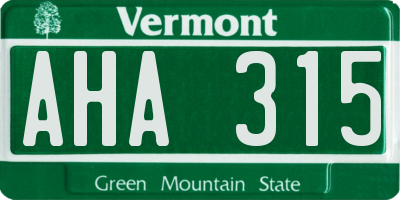 VT license plate AHA315