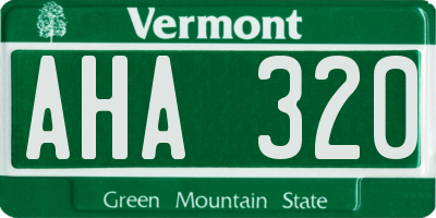 VT license plate AHA320