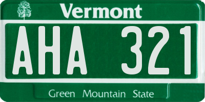 VT license plate AHA321
