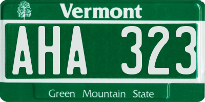 VT license plate AHA323