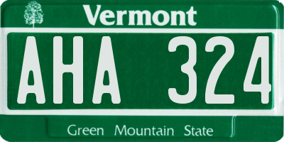 VT license plate AHA324