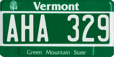 VT license plate AHA329