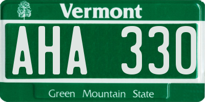VT license plate AHA330