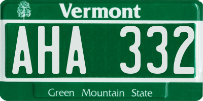 VT license plate AHA332