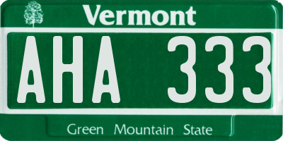 VT license plate AHA333