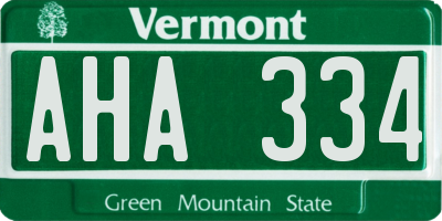 VT license plate AHA334