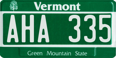 VT license plate AHA335
