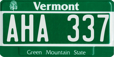 VT license plate AHA337