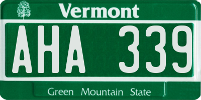 VT license plate AHA339
