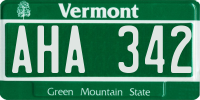VT license plate AHA342