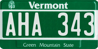 VT license plate AHA343