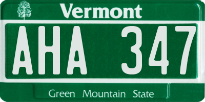 VT license plate AHA347