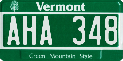 VT license plate AHA348