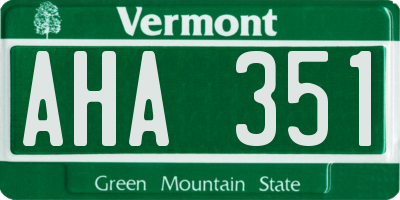 VT license plate AHA351