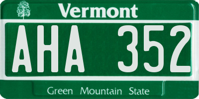 VT license plate AHA352