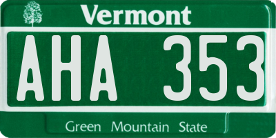 VT license plate AHA353