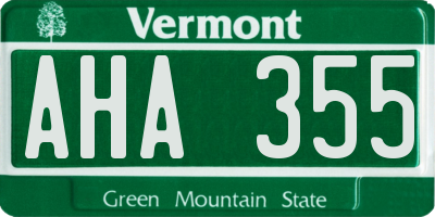 VT license plate AHA355