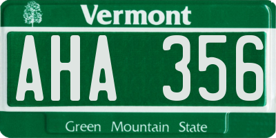 VT license plate AHA356