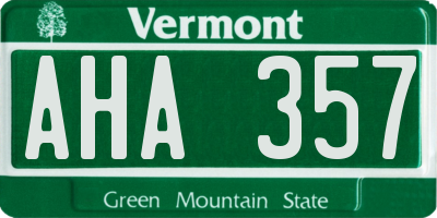 VT license plate AHA357