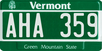 VT license plate AHA359