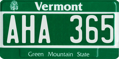 VT license plate AHA365