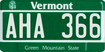 VT license plate AHA366