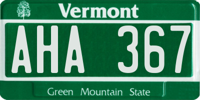 VT license plate AHA367
