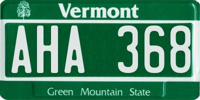 VT license plate AHA368
