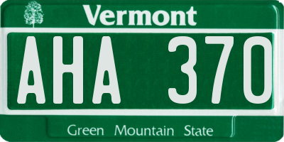 VT license plate AHA370