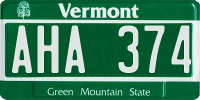 VT license plate AHA374