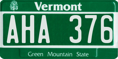 VT license plate AHA376