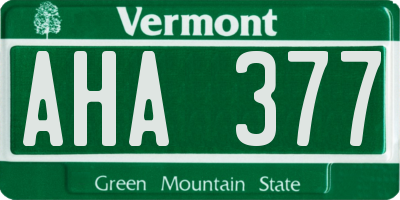 VT license plate AHA377