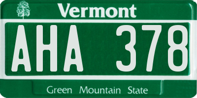 VT license plate AHA378